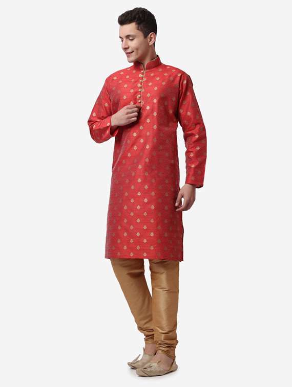 men mandarin neck kurta churidar ethnic wear set - 22026663 -  Standard Image - 2