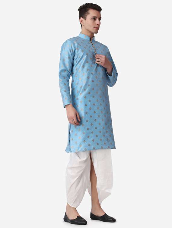 men self design mandarin neck dhoti kurta ethnic wear set - 22026672 -  Standard Image - 2