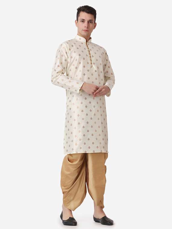 men self design mandarin neck dhoti kurta ethnic wear set - 22026674 -  Standard Image - 2