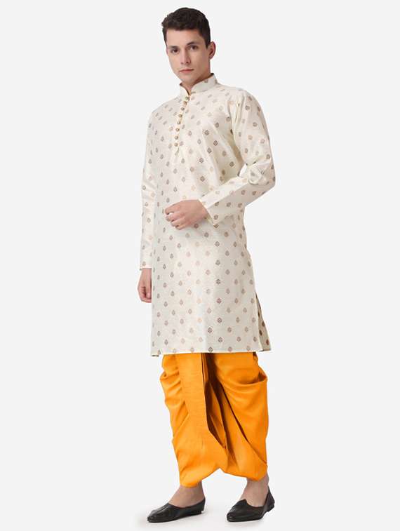 men self design mandarin neck dhoti kurta ethnic wear set - 22026675 -  Standard Image - 2