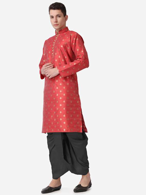 men self design mandarin neck dhoti kurta ethnic wear set - 22026677 -  Standard Image - 2
