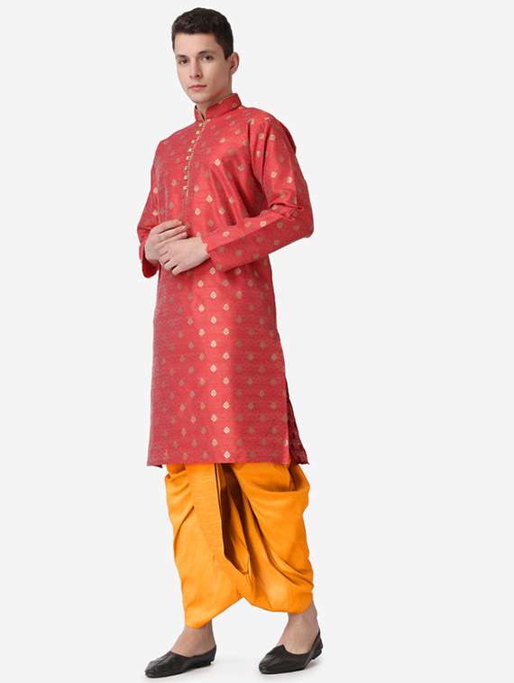 men self design mandarin neck dhoti kurta ethnic wear set - 22026679 -  Standard Image - 2