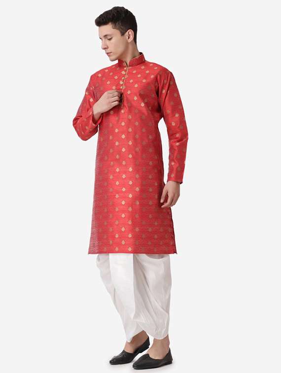 men self design mandarin neck dhoti kurta ethnic wear set - 22026680 -  Standard Image - 2