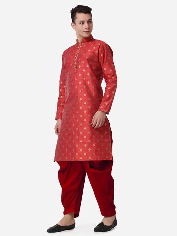 men self design mandarin neck dhoti kurta ethnic wear set - 22026697 -  Standard Image - 2