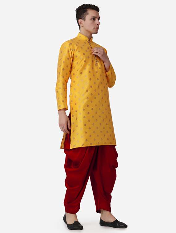 men self design mandarin neck dhoti kurta ethnic wear set - 22026703 -  Standard Image - 2