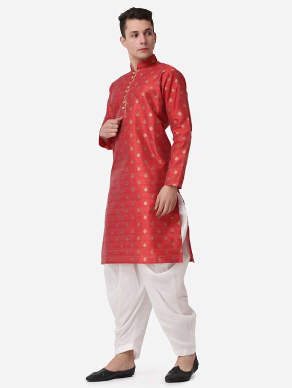 men self design mandarin neck dhoti kurta ethnic wear set - 22026704 -  Standard Image - 2