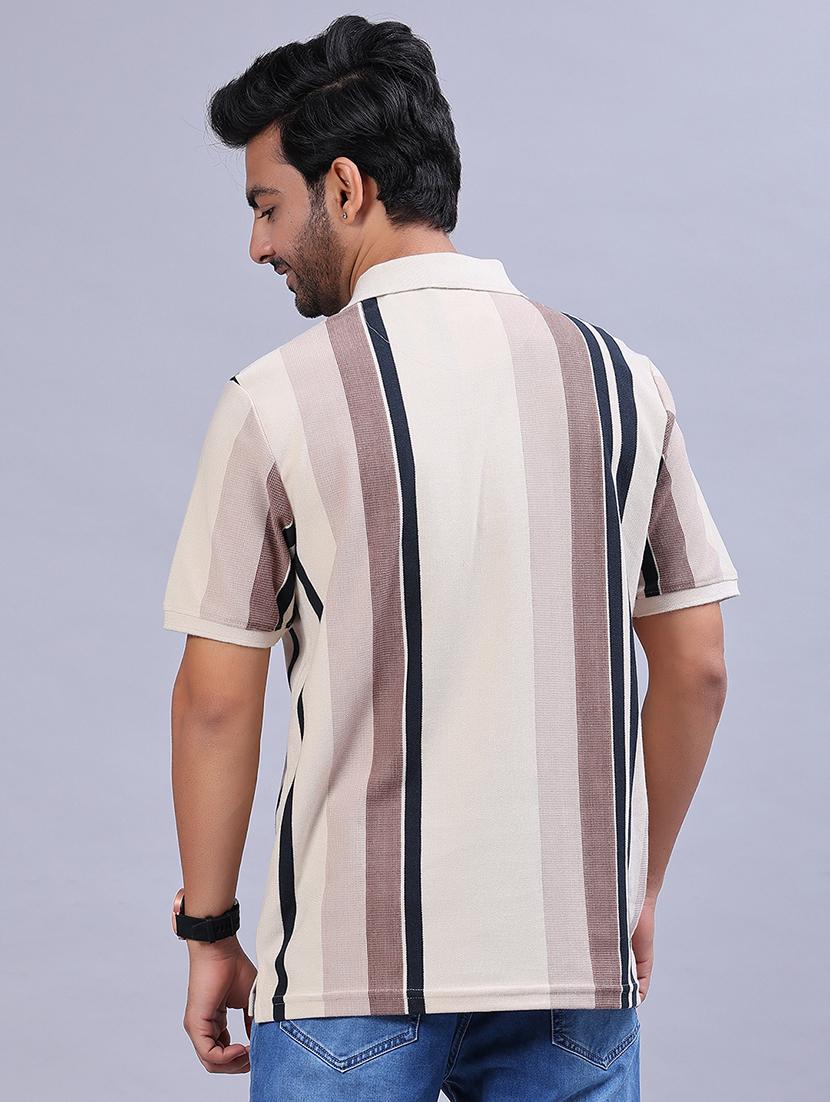 men striped short sleeve regular fit polo t-shirt - 22026979 - Standard Image - 2