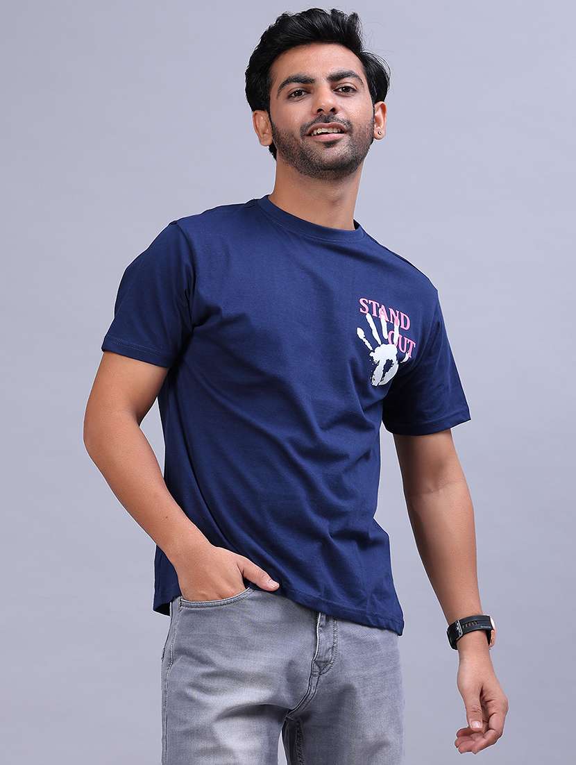 Men Front & Back Print Round Neck Regular Fit T-shirt - 22026982 -  Standard Image - 2