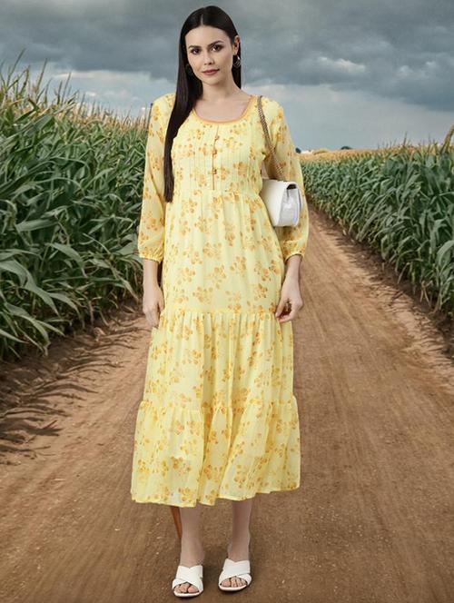 women floral print long sleeve tiered dress - 22027091 -  Standard Image - 0