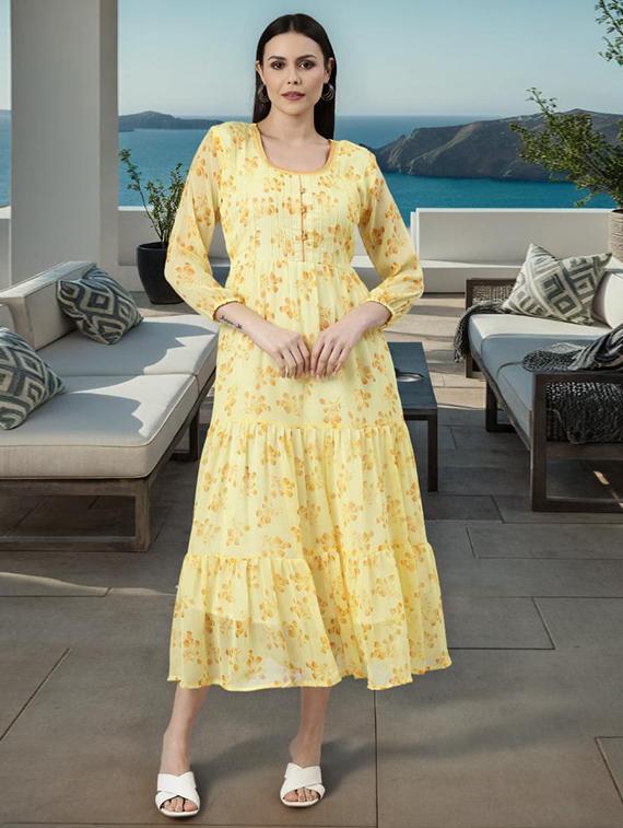 women floral print long sleeve tiered dress - 22027091 - Standard Image - 2