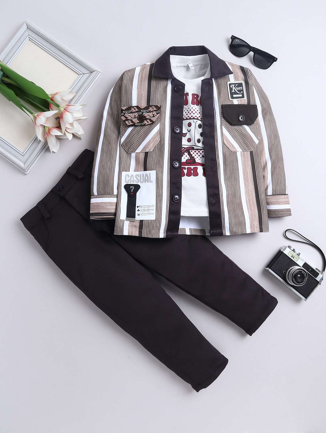 boys striped long sleeve full length set 