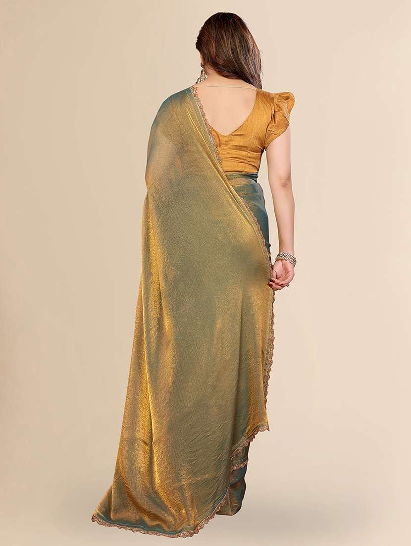 women solid with bordered embellished saree with blouse - 22027111 -  Standard Image - 2