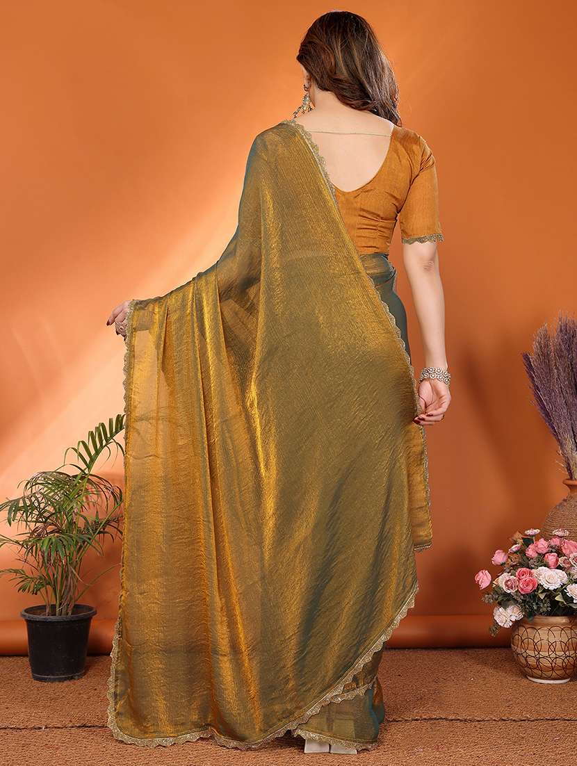 women solid with bordered embellished saree with blouse - 22027119 -  Standard Image - 2