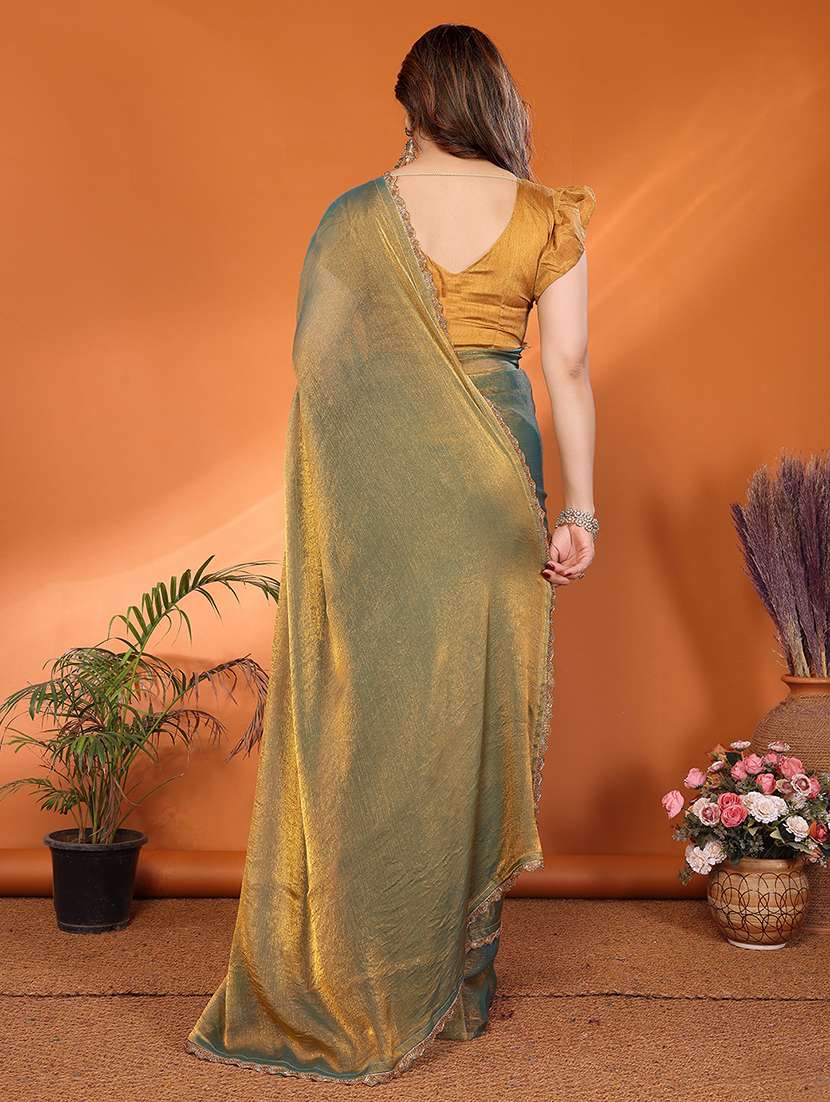 women solid with bordered embellished saree with blouse - 22027123 -  Standard Image - 2