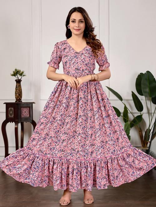women floral print puff sleeve tiered maxi dress - 22027131 -  Standard Image - 0