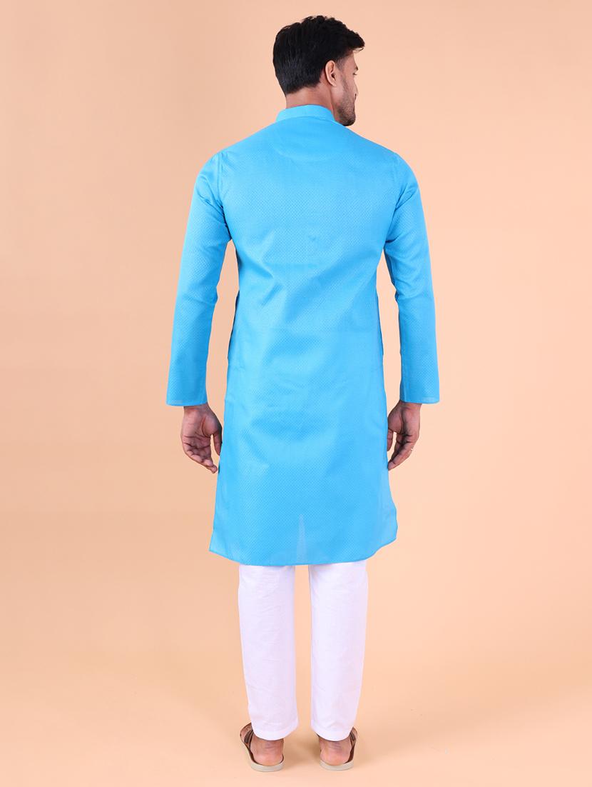 men solid mandarin neck kurta pyjama ethnic wear set - 22027372 - Standard Image - 2