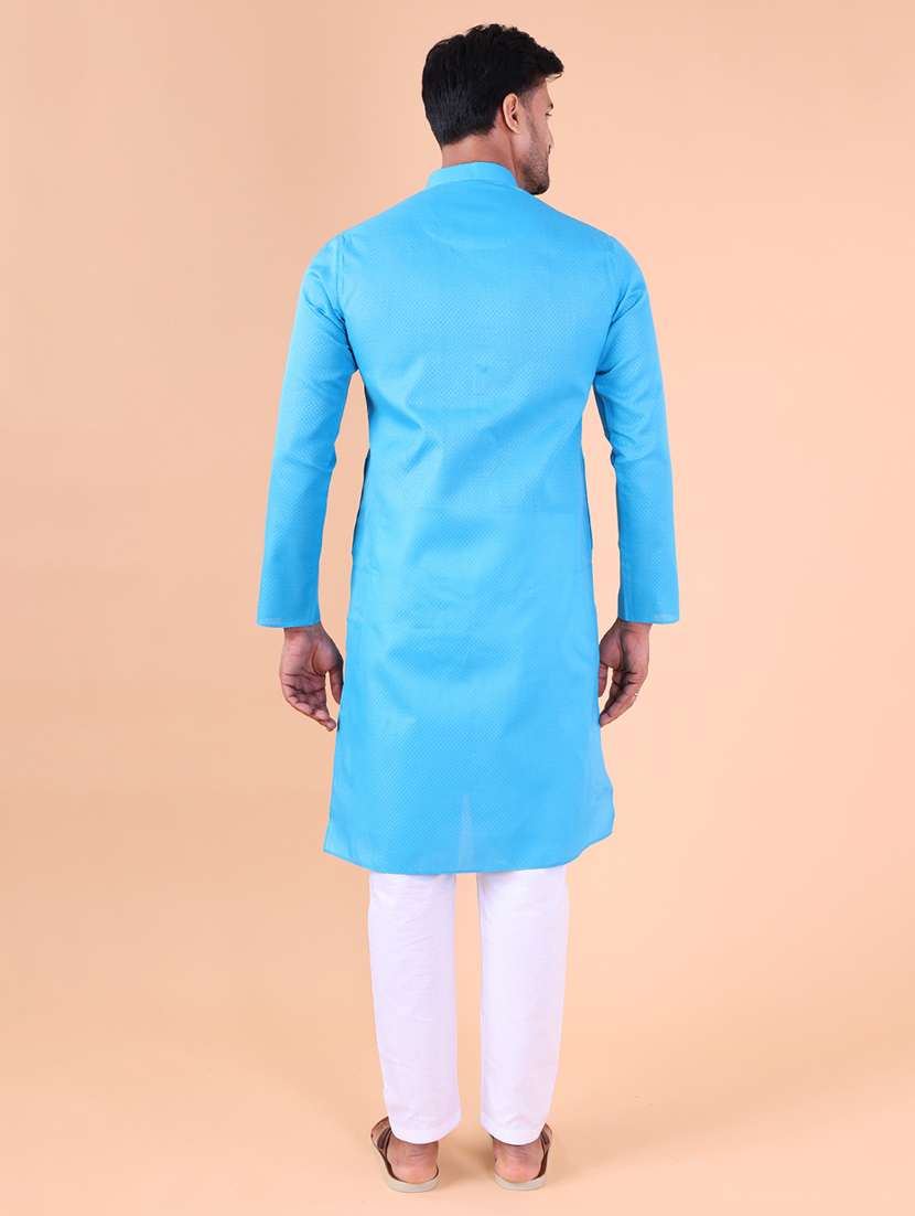 Men Solid Mandarin Neck Kurta Pyjama Ethnic Wear Set