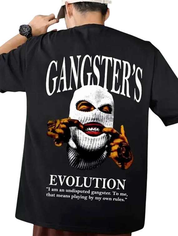 men back & front print short sleeve oversized t-shirt