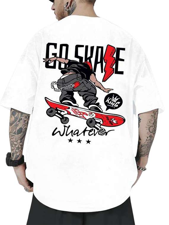 men back & front print short sleeve oversized t-shirt