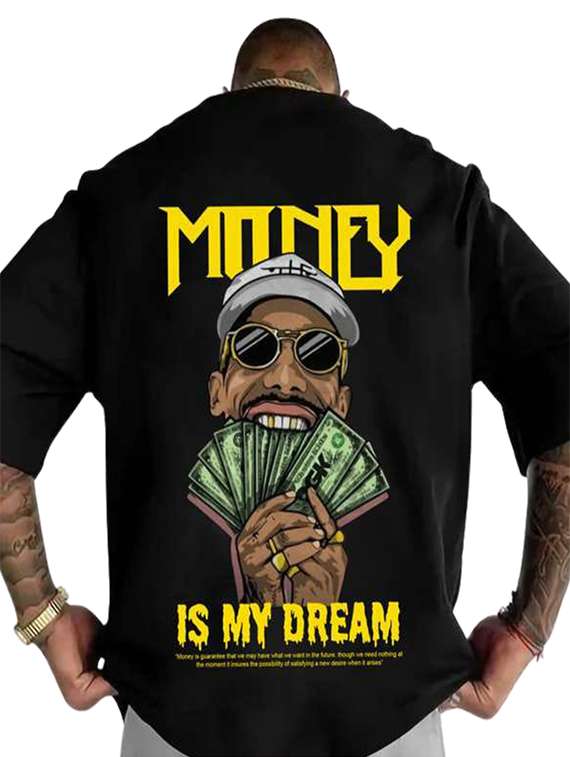 men back & front print short sleeve oversized t-shirt