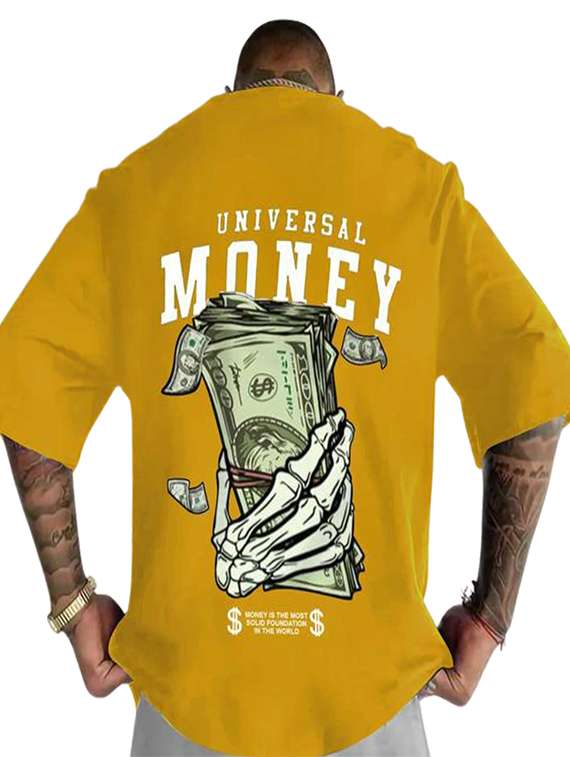 men back & front print short sleeve oversized t-shirt