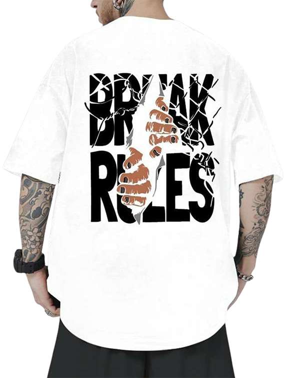 men back & front print short sleeve oversized t-shirt