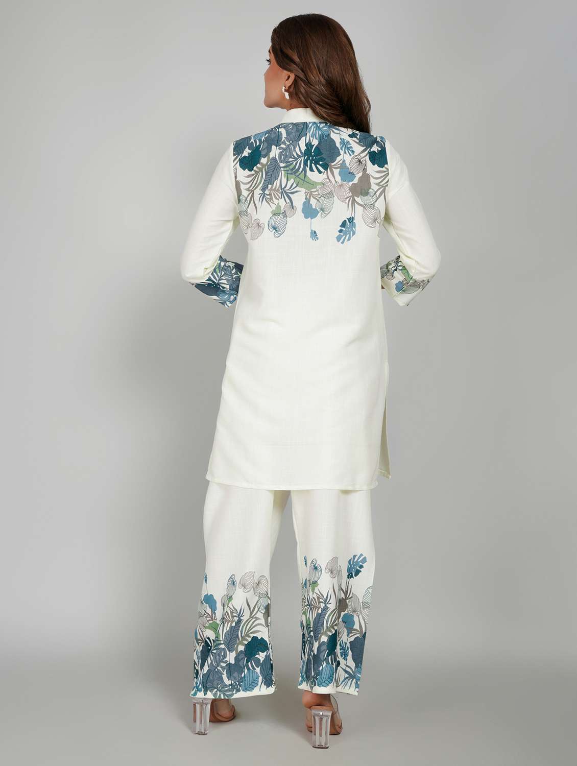 women printed three quarter sleeve ethnic co-ord set - 22027446 - Standard Image - 2