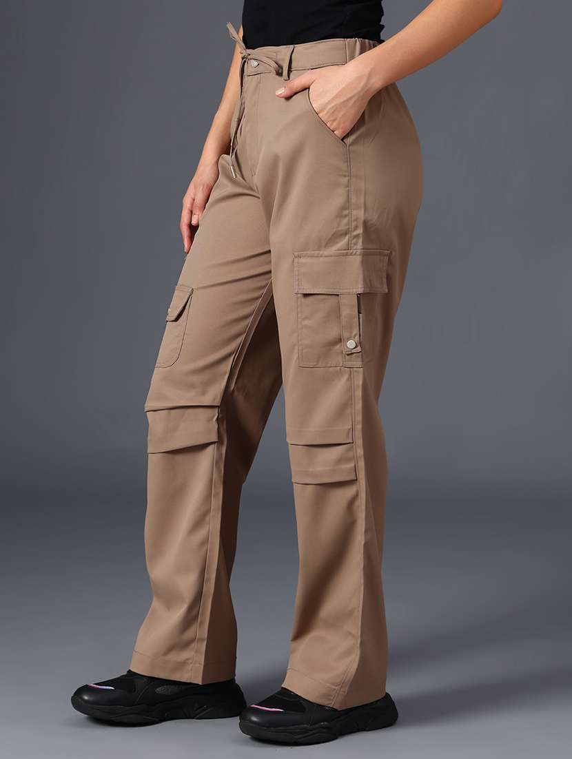 women solid mid rise parachute pant - 22027953 -  Standard Image - 2