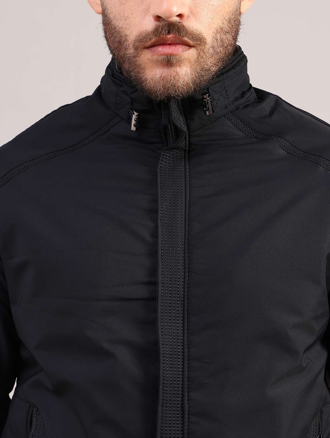 men solid stand collar long sleeve puffer jacket - 22028004 -  Standard Image - 2