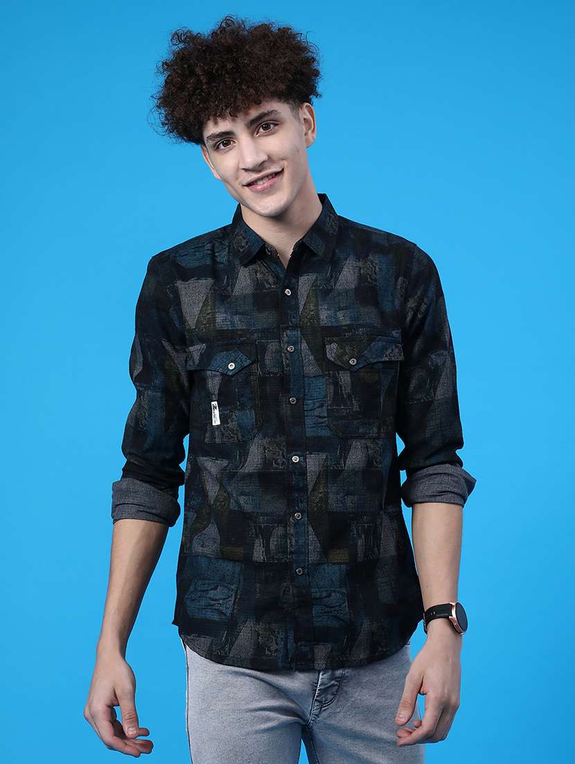 men printed long sleeve regular fit casual shirt - 22028042 -  Standard Image - 2