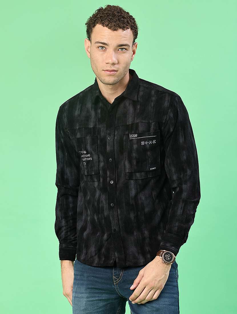 men printed long sleeve regular fit casual shirt