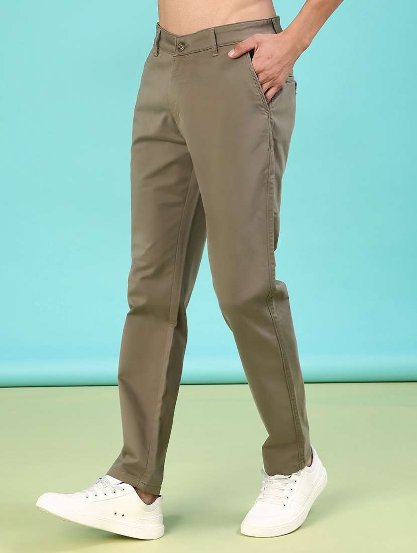 men solid mid rise flat front casual trouser - 22028205 -  Standard Image - 2