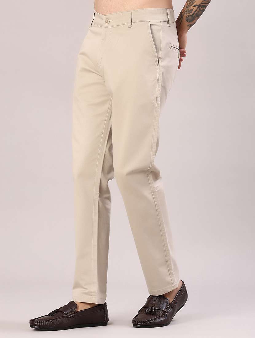 men solid mid rise flat front casual trouser - 22028206 -  Standard Image - 2