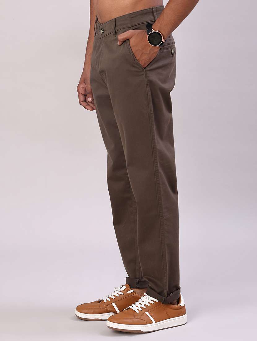 men solid mid rise flat front casual trouser - 22028210 -  Standard Image - 2