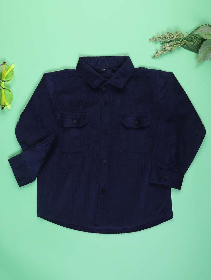 boys solid long sleeve casual shirt