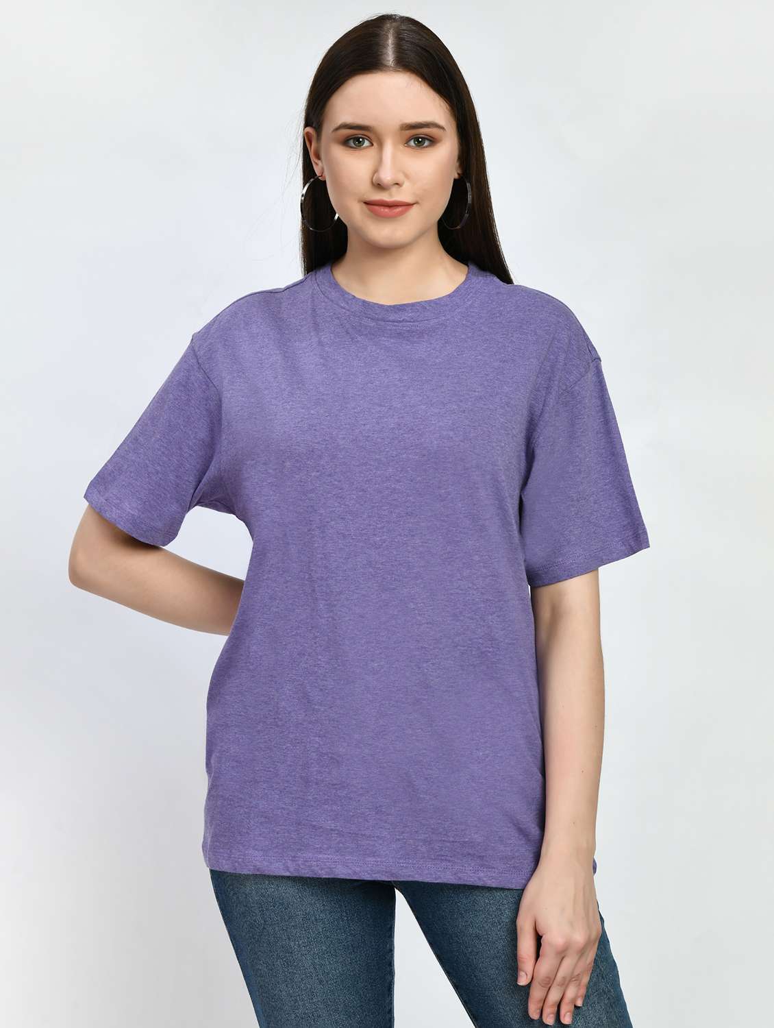 women solid short sleeve oversized t-shirt