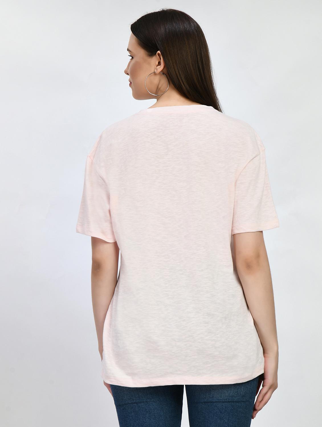 women solid short sleeve oversized t-shirt - 22028367 - Standard Image - 2