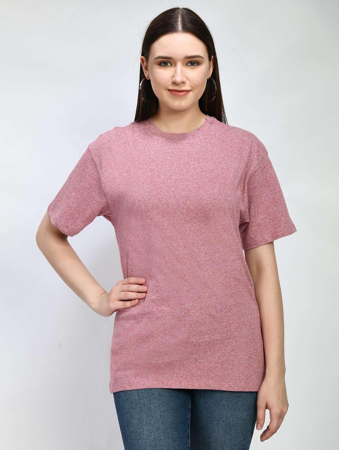 women solid short sleeve oversized t-shirt