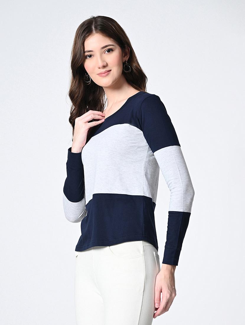 women color blocked long sleeve t-shirt - 22028376 - Standard Image - 2