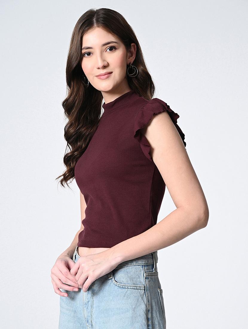 women solid sleeveless crop top - 22028377 - Standard Image - 2