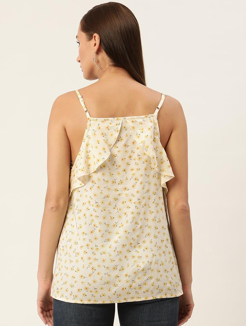 women floral print shoulder strap asymmetric top - 22028395 - Standard Image - 2