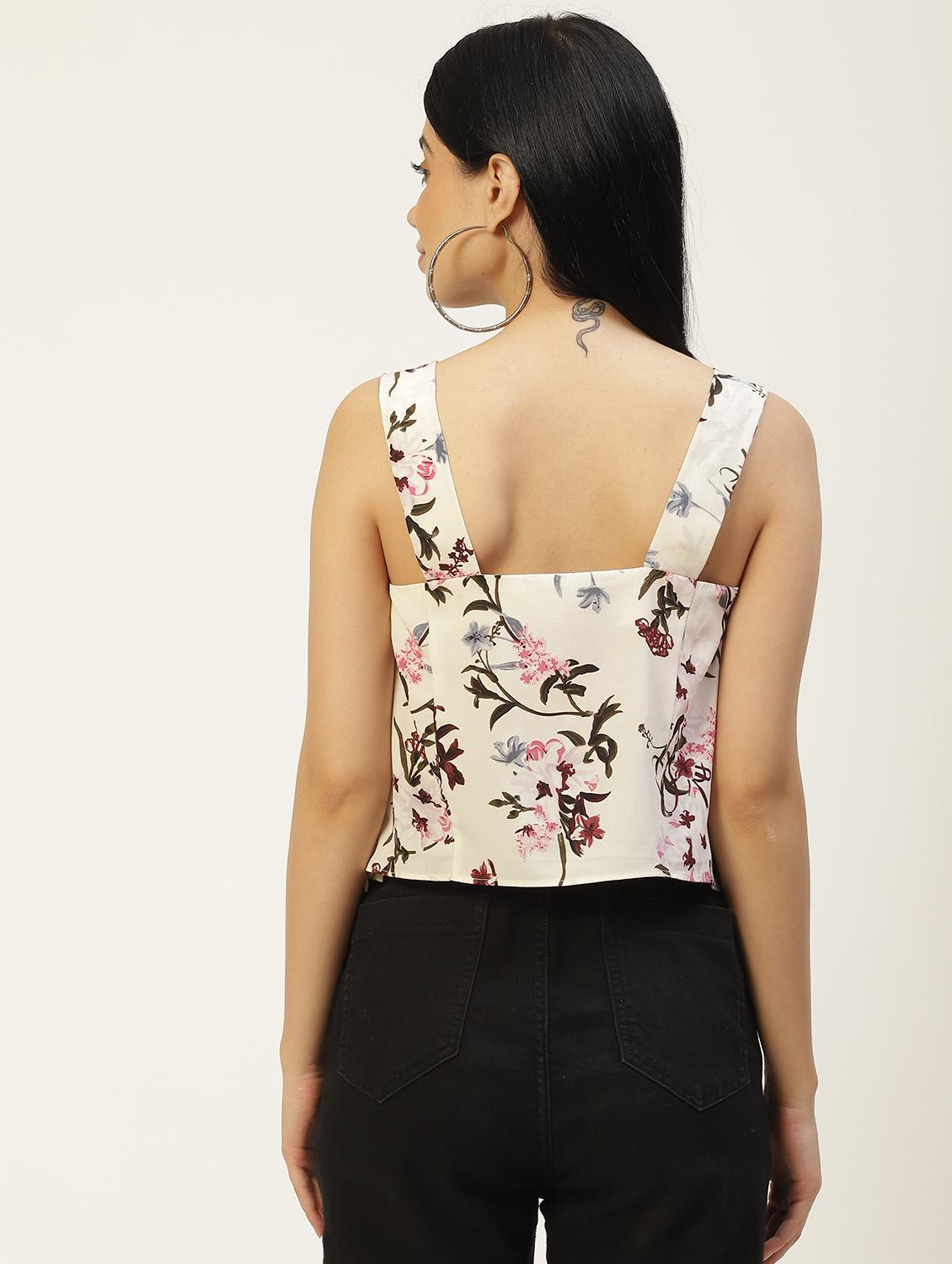 women floral print sleeveless cowl neck asymmetric op - 22028411 - Standard Image - 2