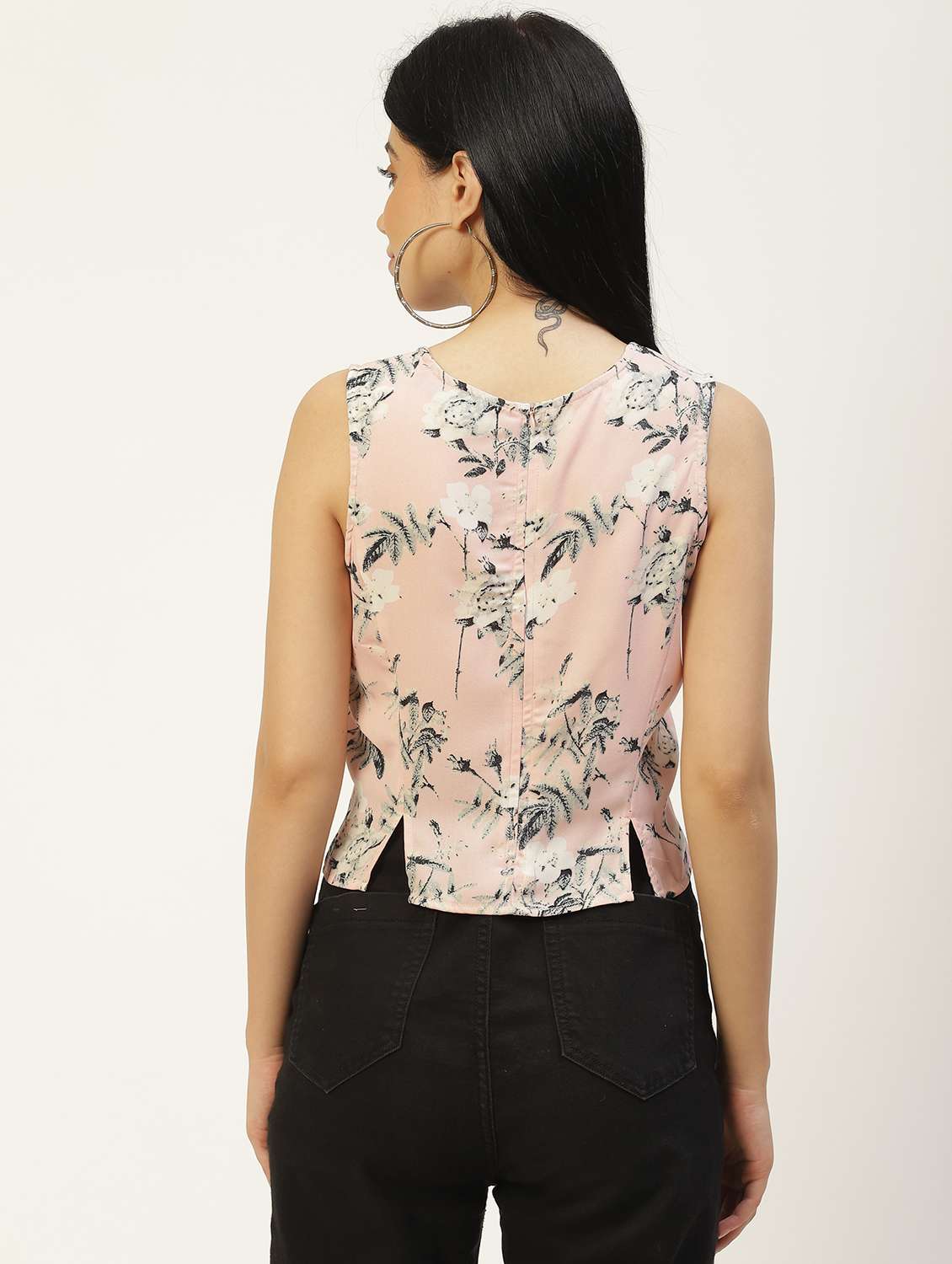 women floral print sleeveless crop top - 22028412 -  Standard Image - 2