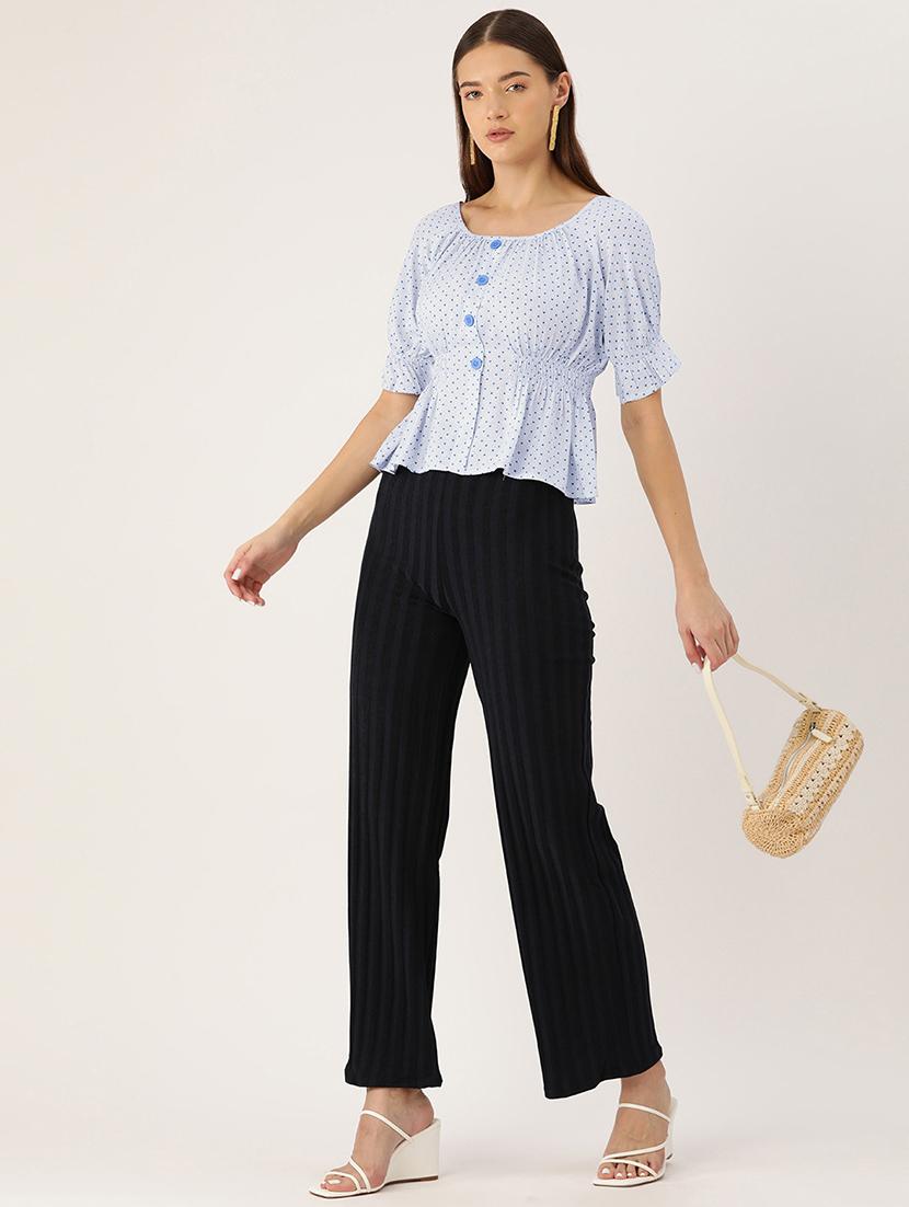 women polka doted puff sleeve peplum top - 22028426 - Standard Image - 2