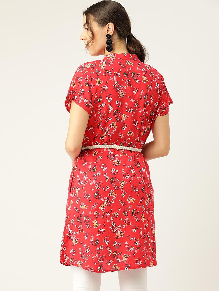 women floral print mandarin collar shirt tunic - 22028441 - Standard Image - 2