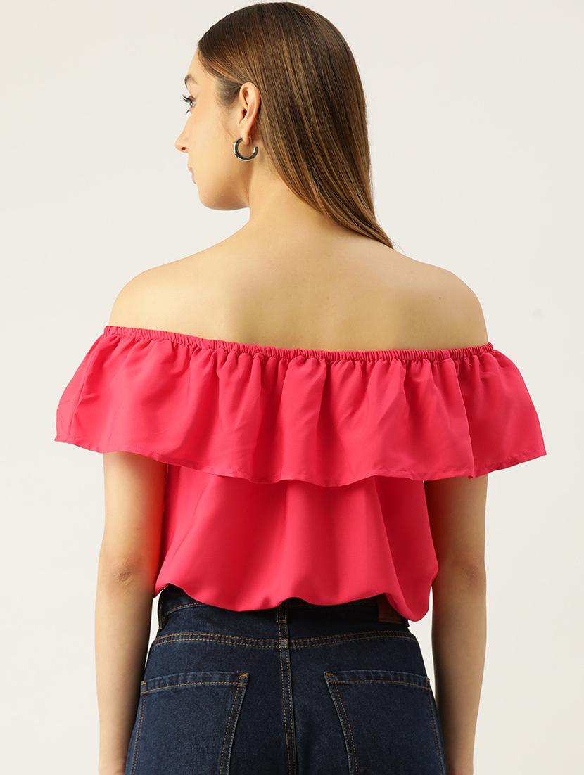 women solid off shoulder crop top - 22028468 - Standard Image - 2