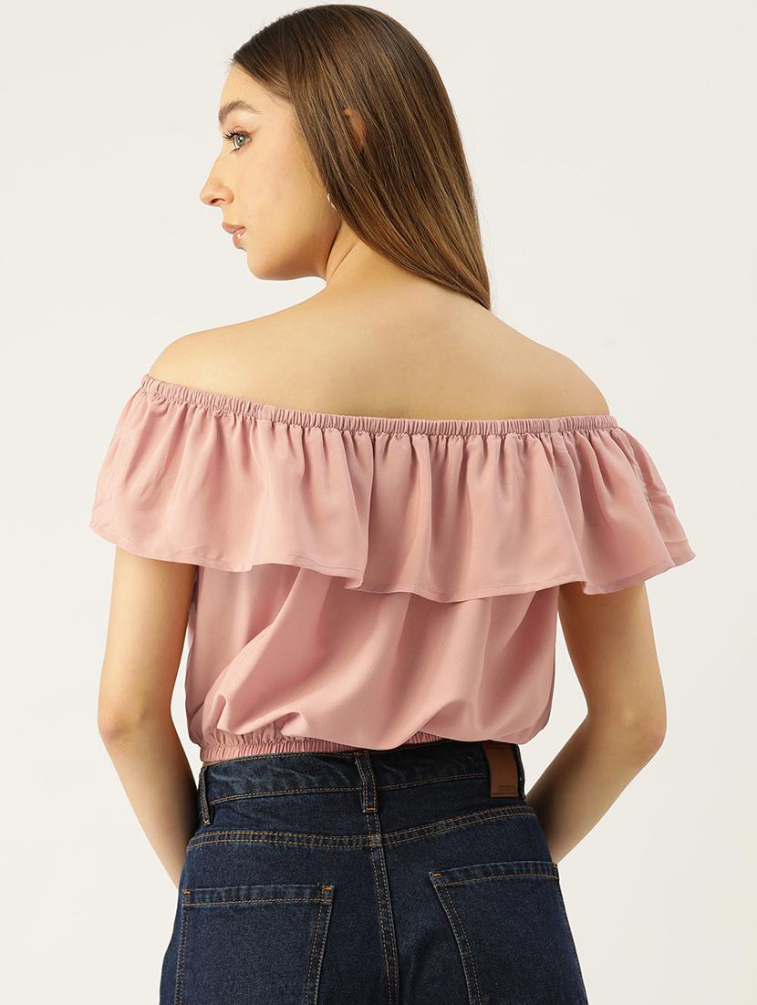 women solid off shoulder crop top - 22028469 - Standard Image - 2