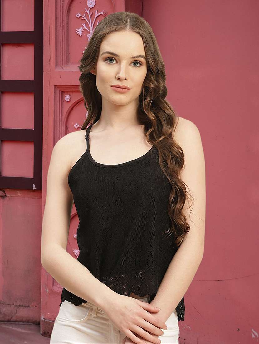 women self designed shoulder strap a-line top