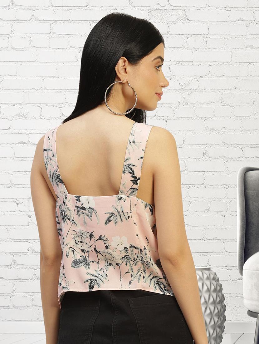 women floral print cowl neck asymmetric top - 22028477 - Standard Image - 2