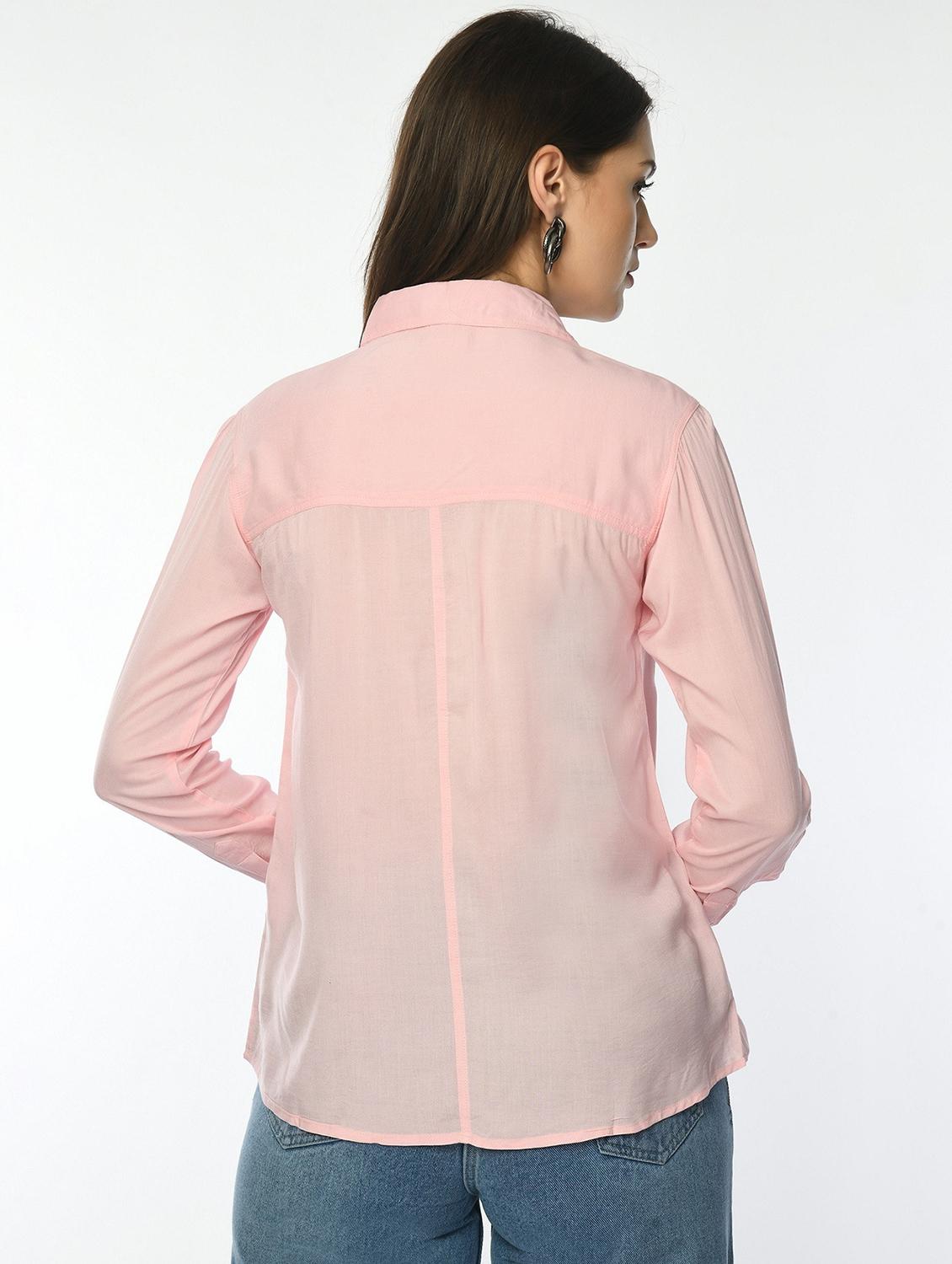 women solid collared long sleeve regular shirt - 22028502 - Standard Image - 2